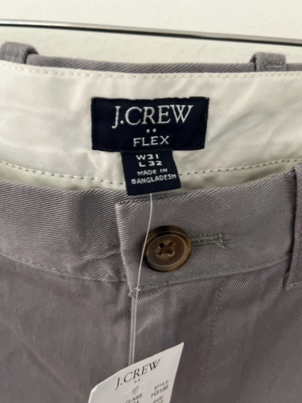 NWT J Crew Flex Pants Straight Leg Flat Front Chinos Gray Straight Mens 31Wx32L